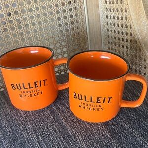 NWOT Bulleit Frontier Whiskey orange, and black coffee or whiskey mugs